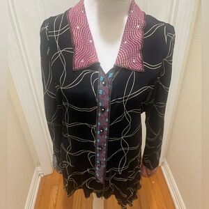 Chic Black and Pink Button Down Shirt